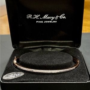 14k Rose Gold over Sterling Silver Diamond Bangle Bracelet